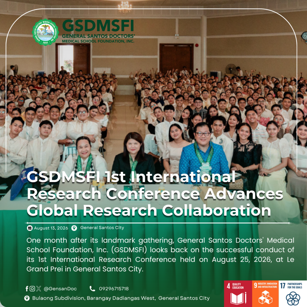 International speakers, faculty researchers, and students attend the 1st GSDMSFI International Research Conference in General Santos City.